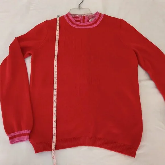 Boden Back Button Crewneck Red Sweater Size S - Picture 4 of 8